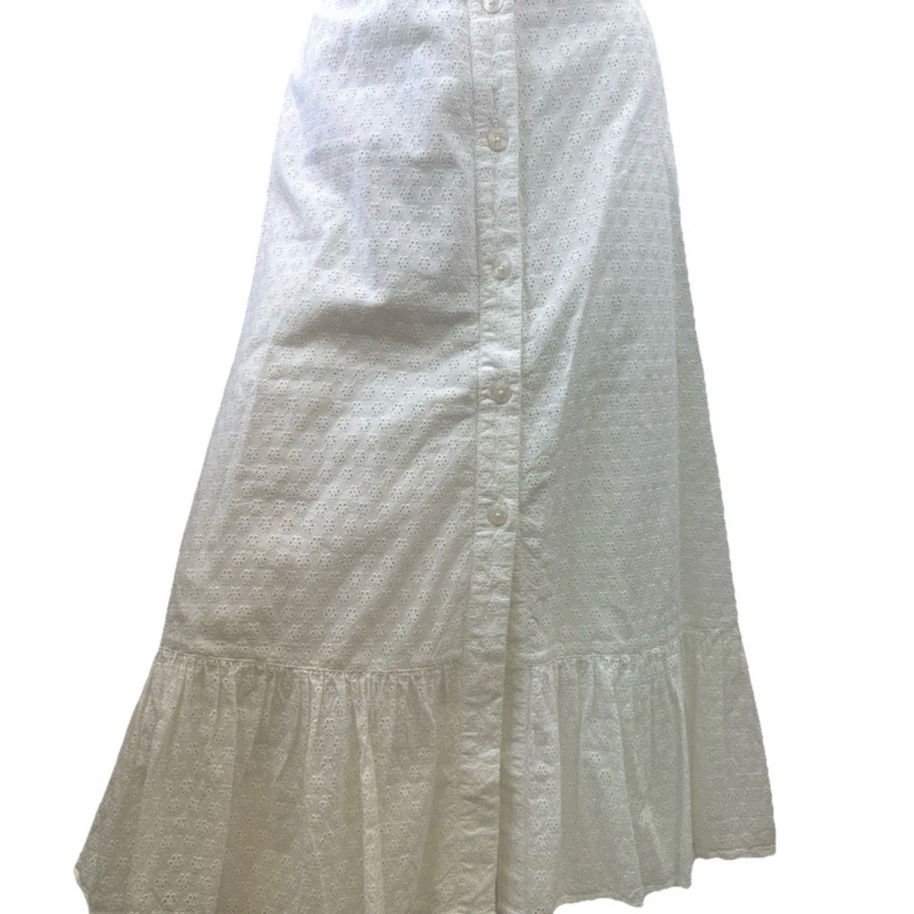 Draper James White Eyelet Button-Front Midi Skirt